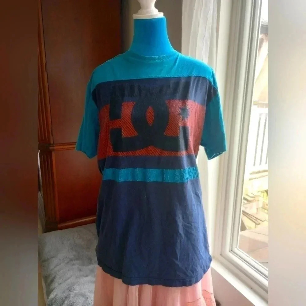 DC brand blue red mens XL shirt tee T-shirt short sleeve casual dress women's